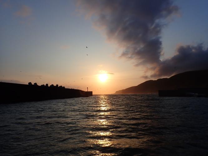 End of day, pulling in at the end of a 34 nm run. Maybe I should have grabbed a few miles more, but if the wind drops and the fog comes in, and the sea is rough, you are in a fix, so it is better to be cautious.