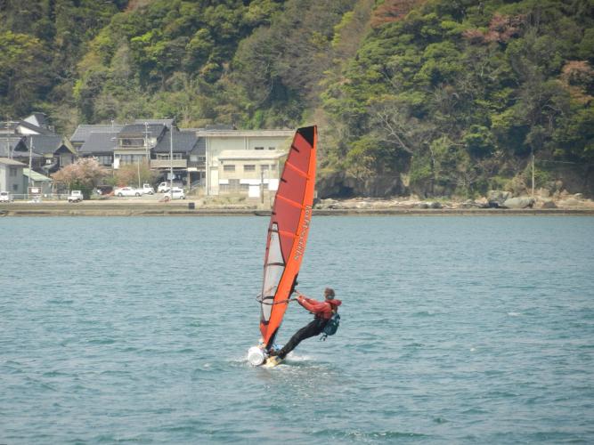 Sailing out of Kinosaki Bay. Once outside the bay it was lumpy and windless.