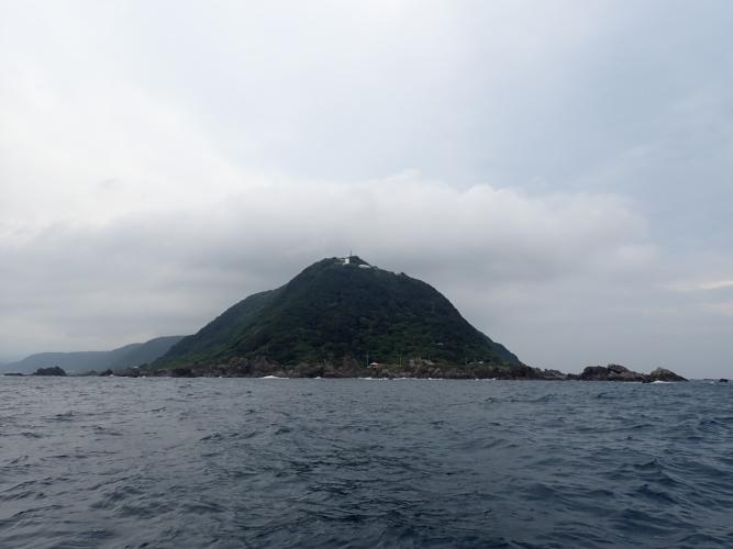 Cape Muroto from the sea, near to the sharp end